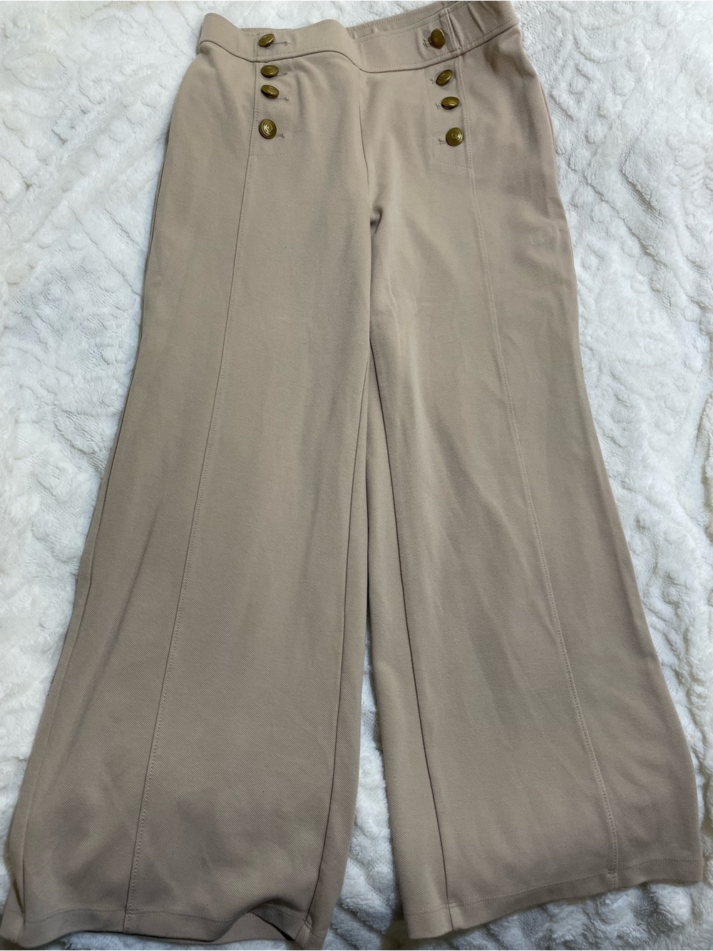 LOFT Beige Wide-Leg Sailor-Inspired Pants